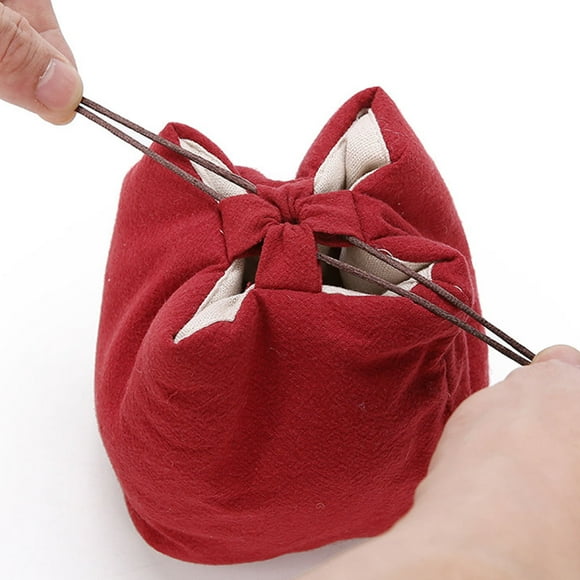 Hytrove 1Ud Bolsa De Almacenamiento Para Utensilios De Té Roja Con Cordón Resistente Para Viaje Y Uso Diario