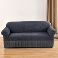 thumbnail image 1 of Xiao Hua Funda de sofá de 1 pieza, funda de sofá elástica gris oscuro para sala de estar, muebles lavables simples con falda, funda protectora de sofá, 3 plazas, 1 of 5