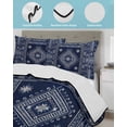 thumbnail image 4 of Quilts Twin-XL Size Bedding Set, Navy Blue Brown Southwest Lightweight Quilted Comforter, Boho Ethnic Western Geometric Soft Reversible Bedspread Coverlet with Pillow Covers for All Season, 68" x 98", 4 of 7