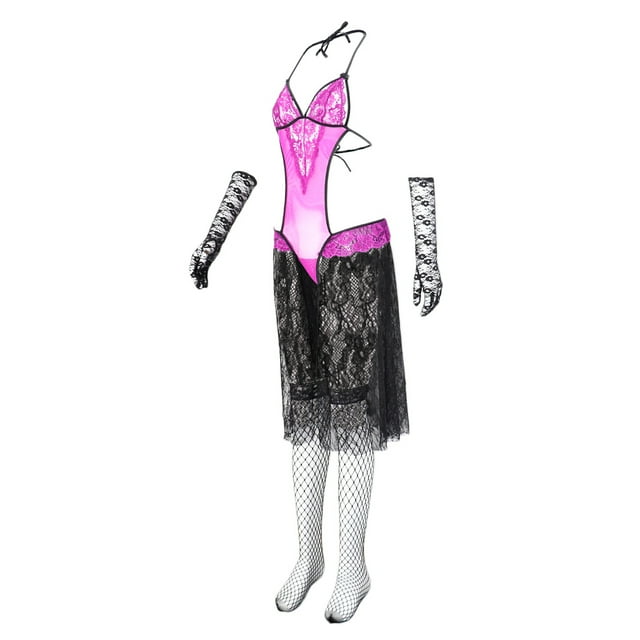 Lencería De Una Pieza De Mujer Ropa De Dormir De Encaje Mini Falda Conjuntos De Vestido De Pijama Sexy