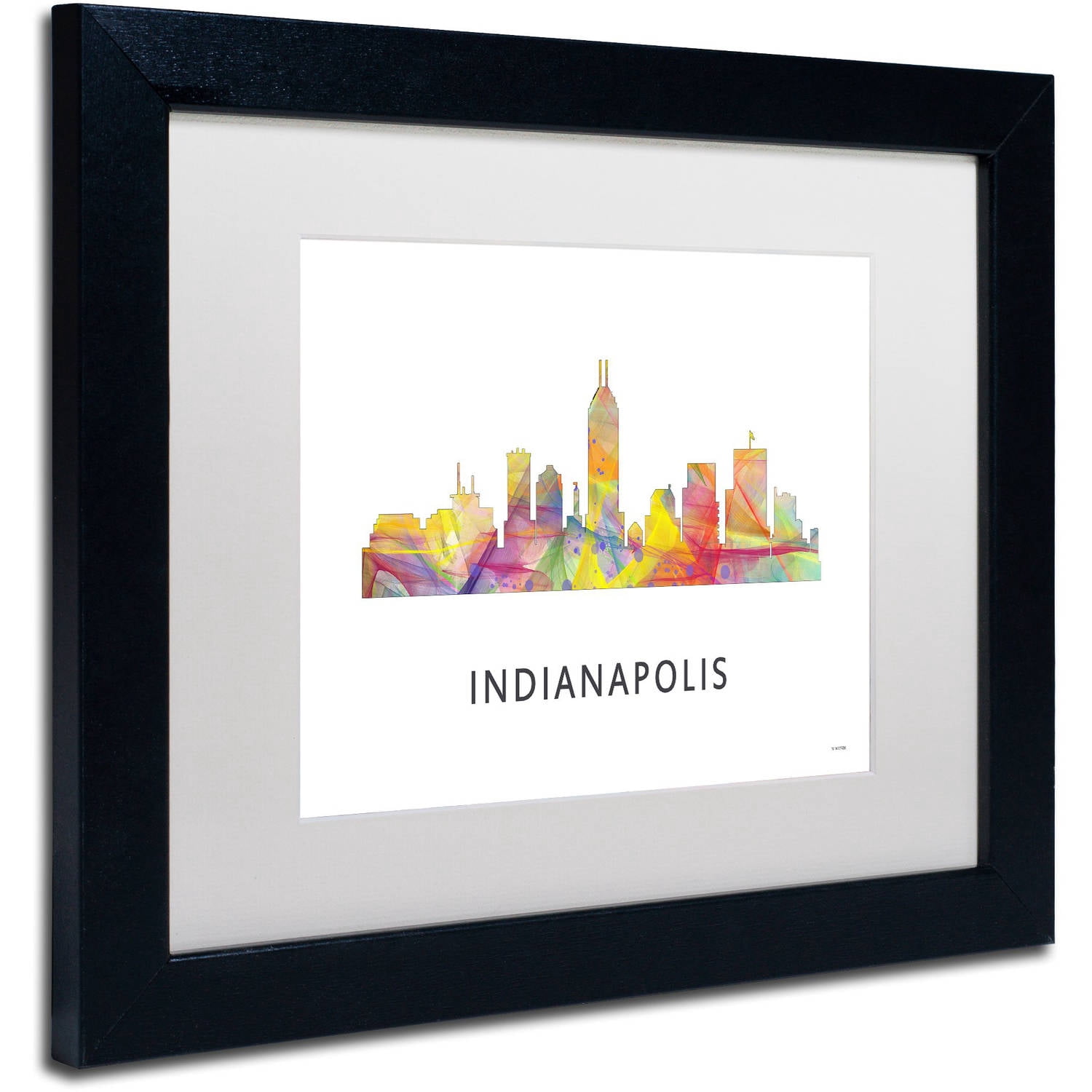 Trademark Fine Art 'Indianapolis Indiana Skyline WB-1' Canvas Art by Marlene Watson, White Matte, Black Frame