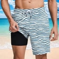thumbnail image 2 of JUUYY Men's Swim Trunks with Liner Beach Shorts Quick Dry Drawstring Hawaiian Lightweight Board Shorts with Pockets Bathing Suits Light Blue S, 2 of 6