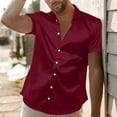 thumbnail image 6 of RYRJJ Mens Silk Button Down Shirt Short Sleeve Collared Satin Dress Shirts Summer Party Wedding Prom Shirt(Wine,L), 6 of 8