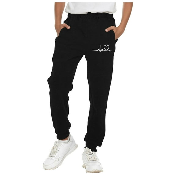 Akiihool Uniform Pants for Boys Boys Soft Fleece Casual Pull on Twill Chino Pants Long (Black,5-6 Years)