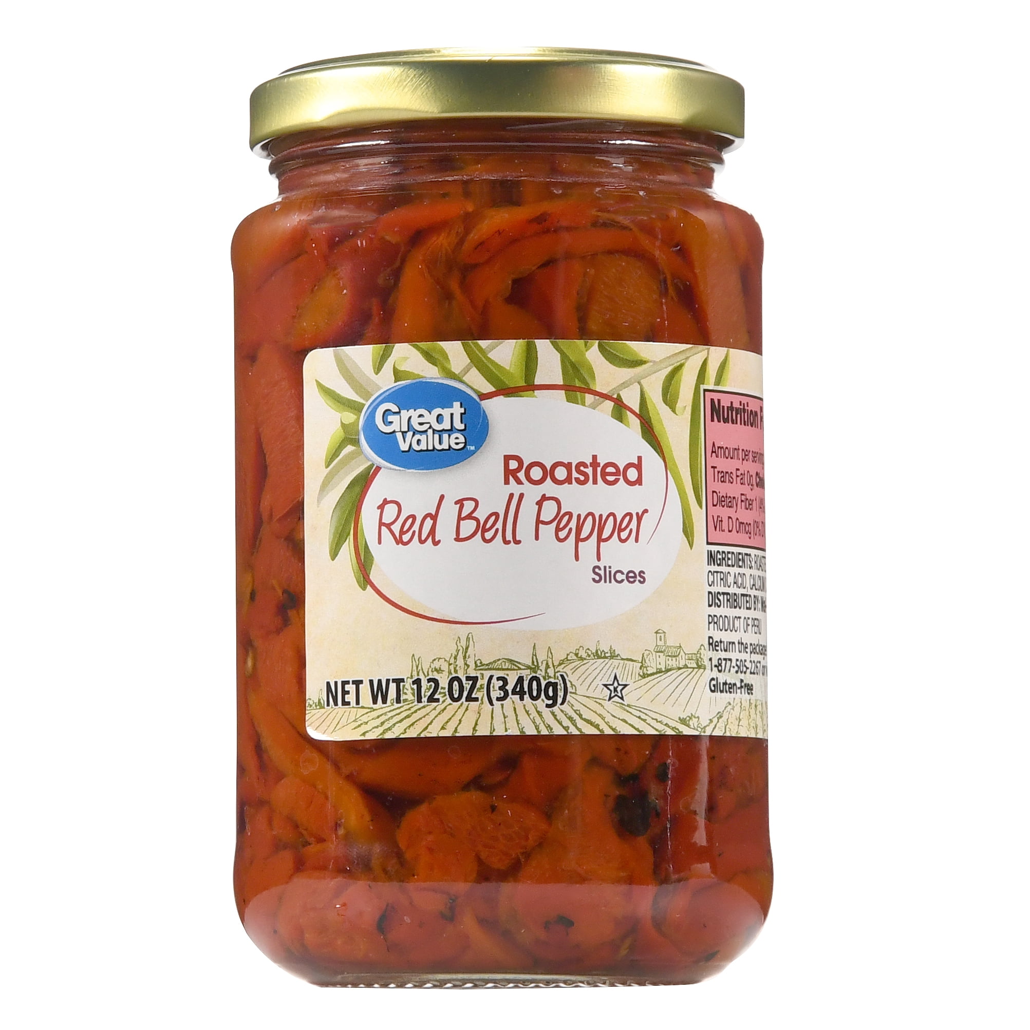Great Value Roasted Red Bell Pepper Slices, 12 oz