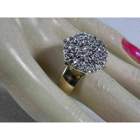 2.50Ct Round Simulated Diamond Cluster Diamond Engagement Womens Ring 14K Yellow Gold Plated