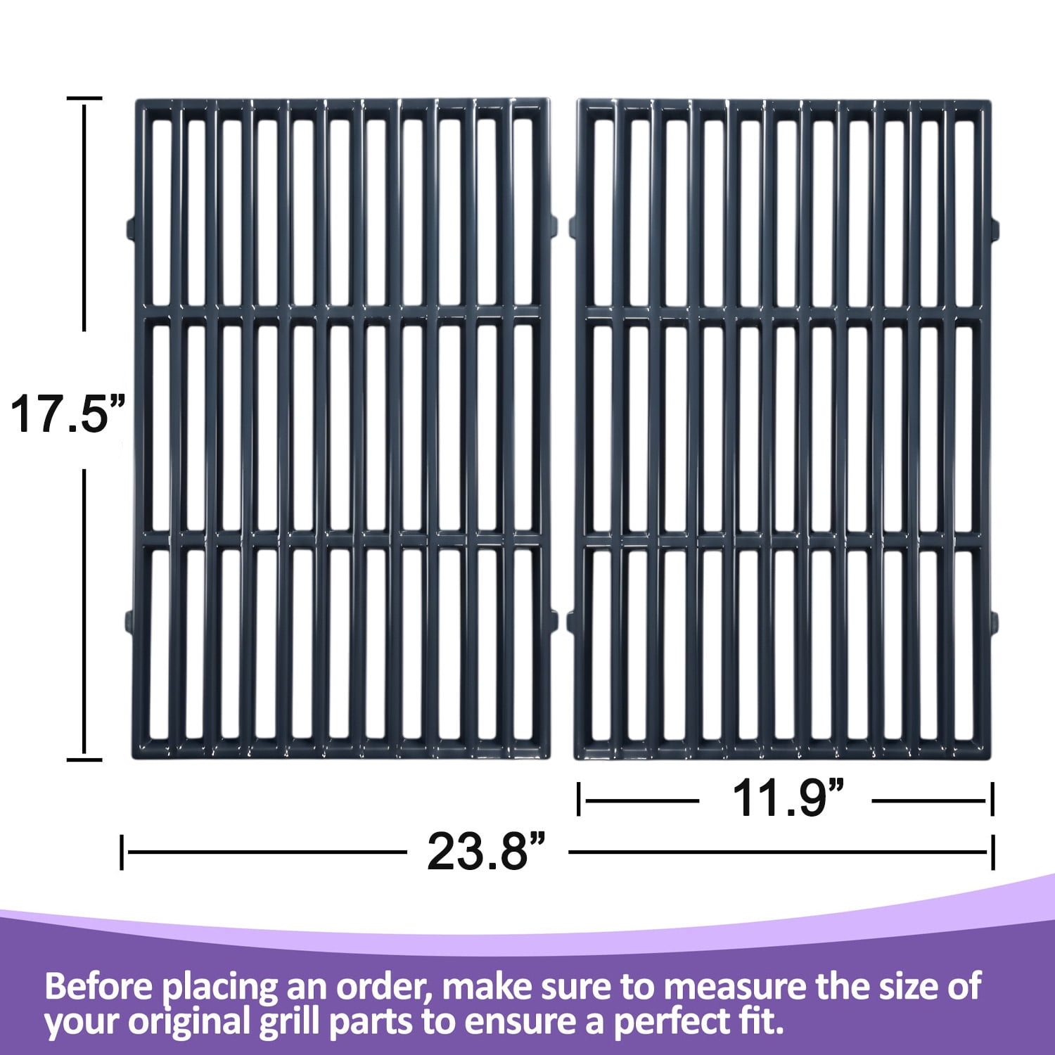 Grill Grates for Weber Spirit E/S/EP-310/320/330/425/435, Spirit 700, Genesis Silver/Gold B/C & 1000–3500 | 7638 Grids | Porcelain-Enameled Steel