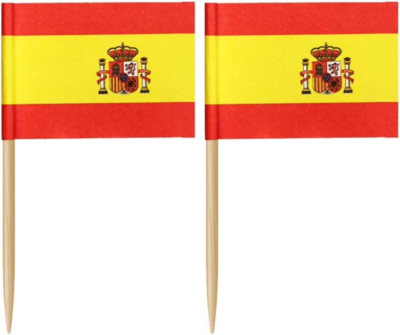 Cupcake Ornaments 100Pcs Spain Flag Toothpicks Cocktail Pick Flag