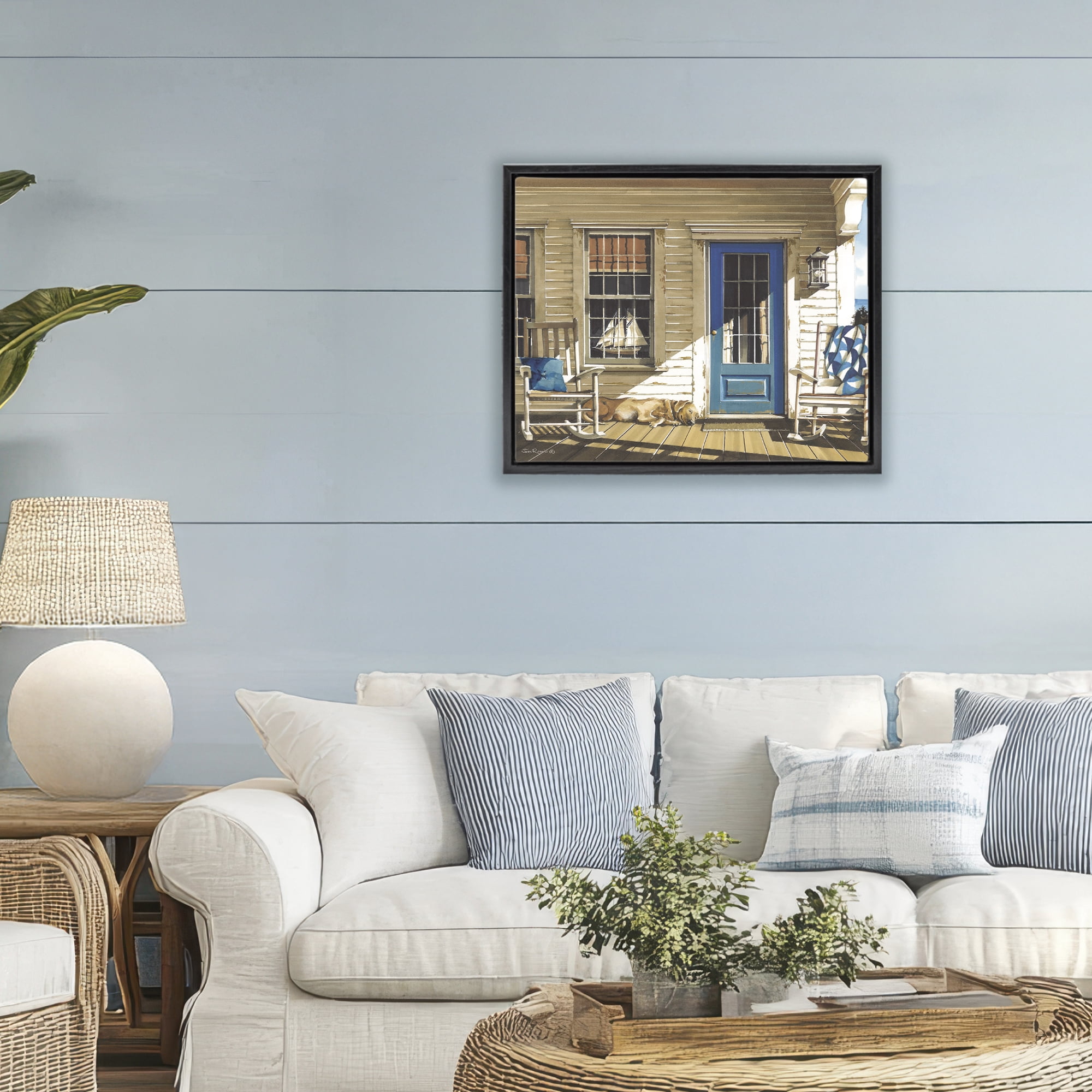 Stupell Industries Front Porch Gathering Black Framed Floater Canvas Wall Art, design by John Rossini