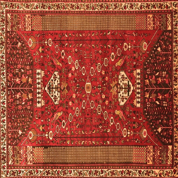 Ahgly Company Indoor Square Persian Orange Traditional Area Rugs, 5' Square