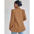 thumbnail image 3 of Women Casual Blazer Suit Open Front Shawl Collar Long Sleeve Fitted Jacket for Office Brown L, 3 of 5