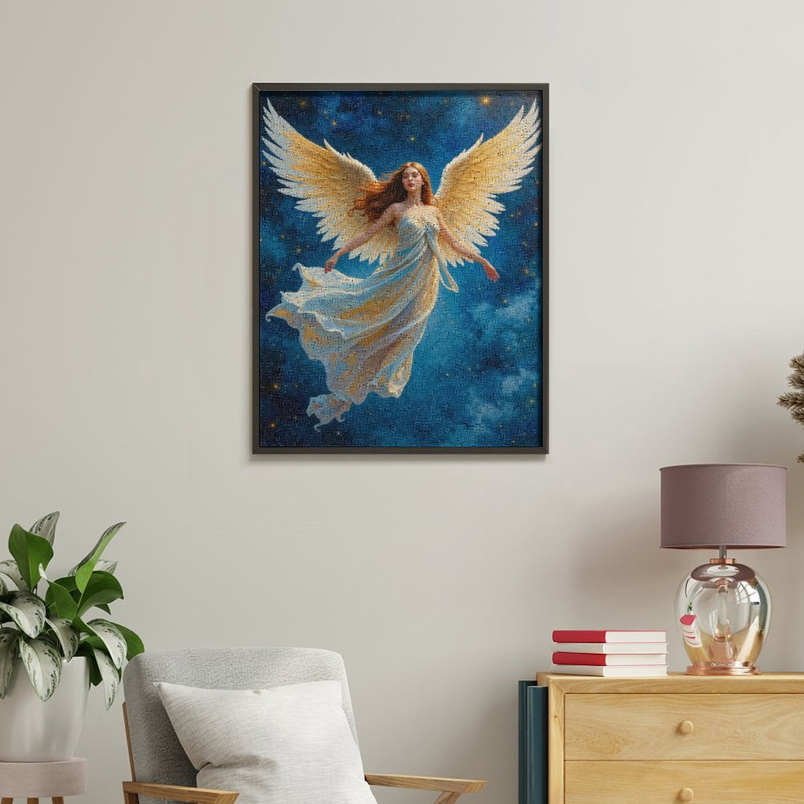Paint by Numbers Kit for Adults, Angel In Starry Night Sky Paint by Numbers, Easy Paint by Numbers Kit for Adults Beginner, DIY Adult Paint by Number Kits on Canvas, Home Decor