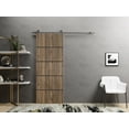 thumbnail image 3 of Sturdy Barn Door 24 x 80 inches | Planum 0015 Walnut with Frosted Glass | Stainless Steel 6.6FT Rail Hangers Heavy Set | Solid Panel Interior Doors, 3 of 6