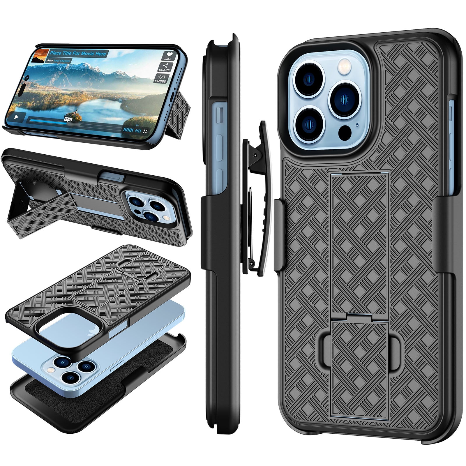 Apple iPhone 14/14 Pro/14 Plus/14 Pro Max Case, Hard Shell [Builtin