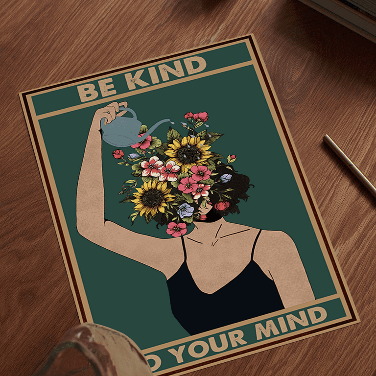 LOLUIS Be Kind To Your Mind Poster, Vintage Mental Health Awareness  Posters, Therapy Counseling Wall Art Home Office Decor DS1 (Unframed  11x17) 