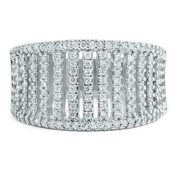 HeartsAndYou 3ct Round Cut Moissanite Engagement Ring for Women Cocktail Unique Design 18k White Gold over Silver