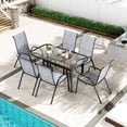 thumbnail image 5 of LAZY BUDDY 7-Piece Patio Table and Chairs Set, Outdoor Dining Set with Rectangular Table and 6 Stackable Chairs, All Weather Patio Furniture Set for Backyard, Poolside, Garden, 5 of 12