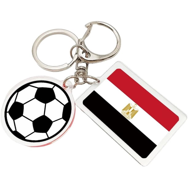 Yanonmyfd 2026 World Cup Soccer Keychain - 2026 World Cup Flag Keychain, Soccer Fan Gift & Souvenir (2PCS),Egypt
