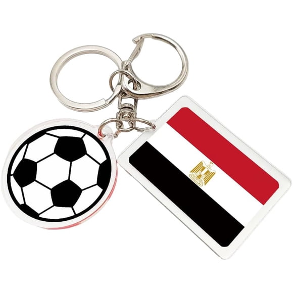 Yanonmyfd 2026 World Cup Soccer Keychain - 2026 World Cup Flag Keychain, Soccer Fan Gift & Souvenir (2PCS),Egypt