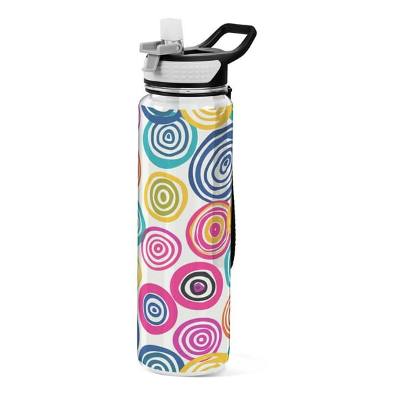 Texture Circle 32oz Sports Water Bottles Leakproof Tritan Bottle with Straw BPA Free Clear Bottle for Fitness Gym Outdoor Cycling