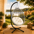 thumbnail image 2 of ROSUIS Foldable Hanging Egg Chair with Stand, HDPE Rattan Wicker Swing Chair with Cushion, Outdoor Egg Chair for Patio Balcony Bedroom, Heavy Duty 350 Lbs Capacity, 2 of 10