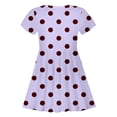 thumbnail image 4 of Robe pour Filles Enfant Filles Été Imprimé à Pois Slim Douce Respirante Manches Courtes Robe Décontractée Robe Enfant Fille Violet Clair 4 Ans-5 Ans, 4 of 4