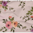thumbnail image 4 of oneOone Organic Cotton Poplin Twill Fabric Watercolor Leaves & Peony Floral_Printed Fabric 1 Yard 42 Inch Wide, 4 of 4