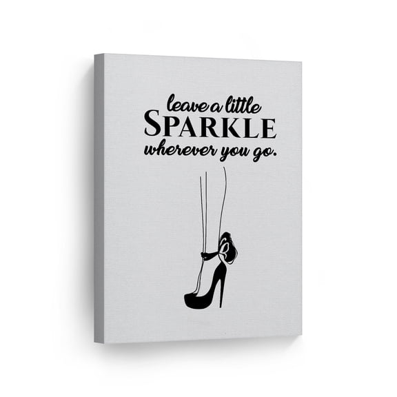 Smile Art Design Leave a Little Sparkle Wherever You Go Quote High Heels Sketch Glam Fashion Canvas Wall Art Print Bathroom Girls Room Women Dorm Bedroom Living Room Wall Decor Ready to Hang 12x8
