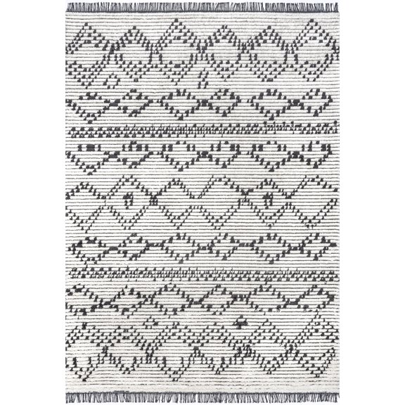 nuLOOM Jaycee Abstract Soft Shaggy Textured Fringe Area Rug, 8' 10" x 12', Beige