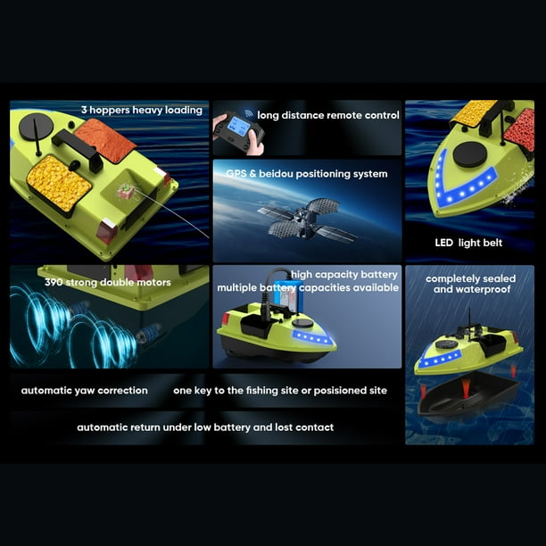 GPS RC Bait Boat 600M Wireless Remote Control Fishing Bait Boat Fishing  Feeder Boat with 3 Bait Containers
