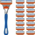 thumbnail image 1 of Orange Five-Layer Razor Manual Shaver 5 Blade Head Blue Geely Universal, 1 of 2