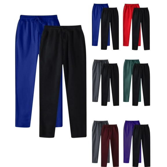 WJHWSX 2PC Mens Pants,Casual Pants for Men,Baggy Pants,Easy Care,Comfort Fit,Solid,Polyester,Blue,L(US:8)