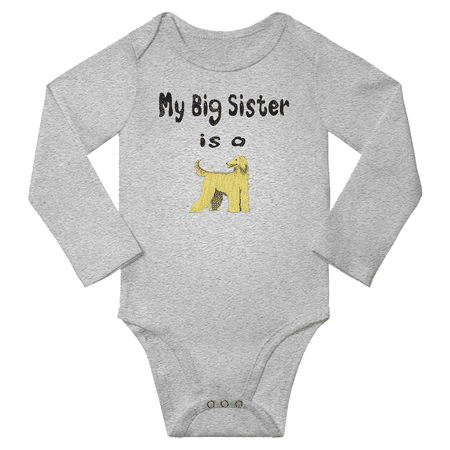 

My Big Sister is a Afghan Hound Dog Cute Baby Long Sleeve Clothing Bodysuits Boy Girl (Gray 18-24M)