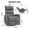thumbnail image 7 of Heat Massage Manual Recliner Chair with 360 Degree Swivel Rocker and Lumbar Support in Soft Fabric for Living Room, Grey, 7 of 7