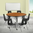 thumbnail image 2 of Flash Furniture Emmy Mobile 47.5" Circle Wave Flexible Laminate Activity Table Set with 16" Student Stack Chairs, Oak/Black, 2 of 12