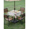 thumbnail image 5 of Square Outdoor Tablecloth with Umbrella Hole Spring Easter Outside Table Cloth Waterproof Patio Table Cover Watercolor Eggs Gnomes Flowers Leaf Plaid Zipper Tablecloths for Picnic Camping 60x60 Inch, 5 of 8