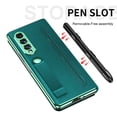 thumbnail image 2 of K-Lion for Samsung Galaxy Z Fold 3 7.6 Inch Hybrid Case, Luxury PU Leather Plating Mirror PC S Pen Holder Slot Hand Strap Stand Function Cover Shockproof Protective Folio Case, Green, 2 of 7