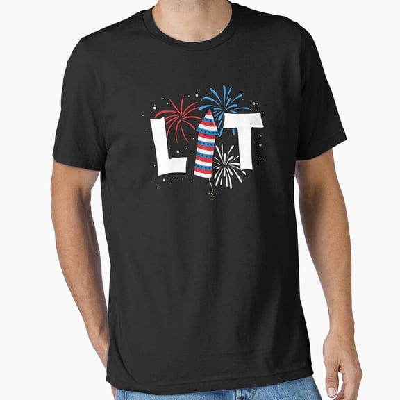 Lit 4Th Of July T-Shirt Patriotic American Fireworks T-Shirt, Gift For Patriotic, Independence Day Shirt, Red White Blue Shirt, S-5XL Birthday Gifts; For Men & Women