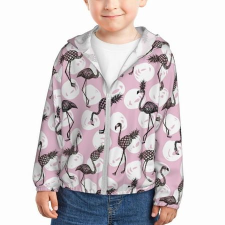 

Lukts Pineapple Flamingo Print Children s Long-Sleeved Sun Protection Clothing Hooded Sweatshirts for Boys and Girls Outdoor Sports-5 Years