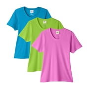 Women's Fusion ChromaSoft Performance Best T-Shirt, 100% polyester Bulk Tees, Short Sleeve Crewneck Multi Pack Tee, Assorted Solid T-Shirts (Bright Color 3 Pack, L)