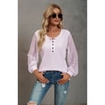 thumbnail image 7 of Anbech Women's Lace Splicing Blouse V Neck Shirt Splice Long Sleeve Loose Casual Solid Color Tops, 7 of 7