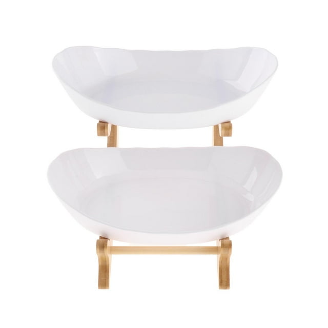 Elegante organizador de estantes para platos de frutas, postres, aperitivos y pasteles. 2 niveles blanco
