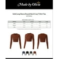 thumbnail image 2 of Made by Olivia Women's Solid Long Sleeve Round Neck Crop T Shirt Top, 2 of 7
