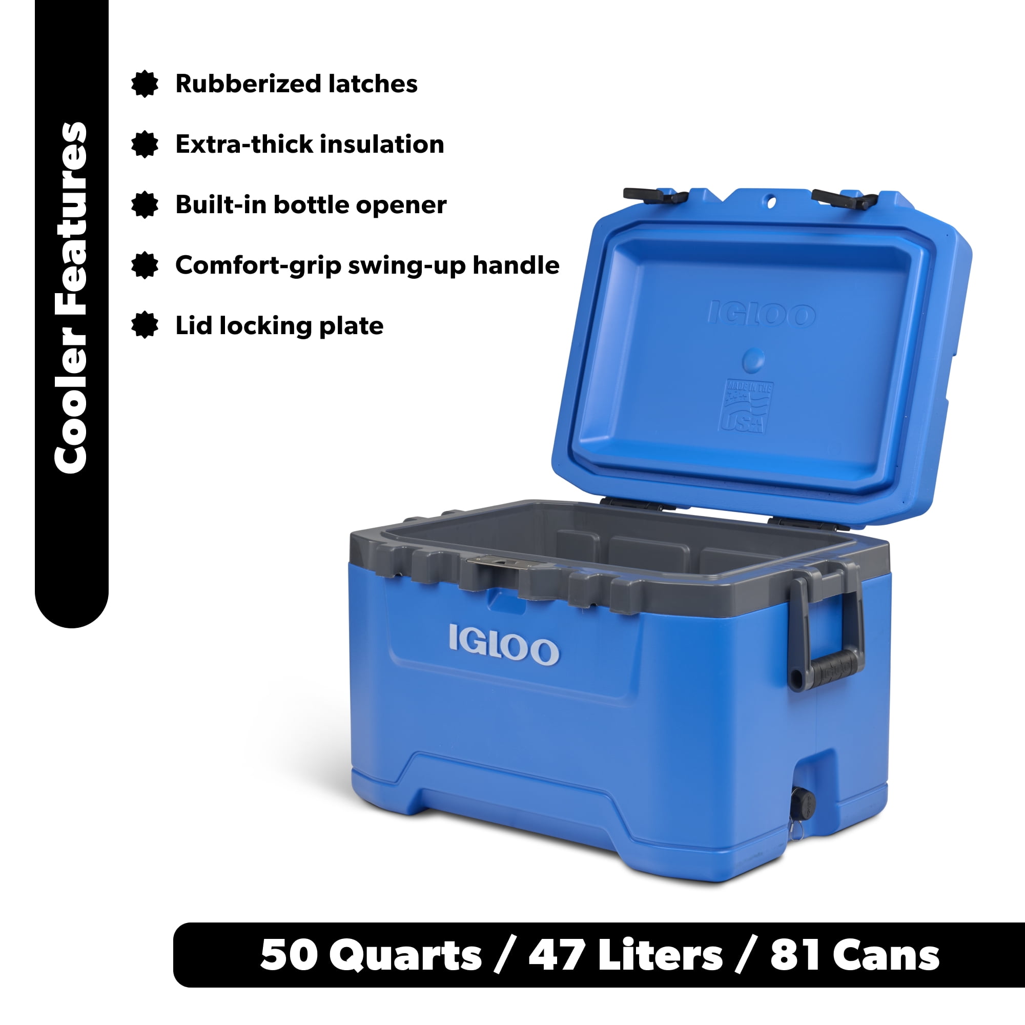 Igloo 50 QT Overland Ice Chest Cooler, Blue