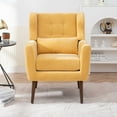 thumbnail image 3 of Modern Accent Chair, Upholstered Chair Modern Chair with Chenille Fabric, Mid Century Comfy Reading Chair Lounge Arm Chairs Armchair for Living Room Bedroom, Yellow, 3 of 8
