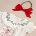 thumbnail image 6 of MORTTIC Infant Girls' Elegant Romper - White Ruffle & Lace Design with Bow Headband for Special Occasions White，1-3M, 6 of 10