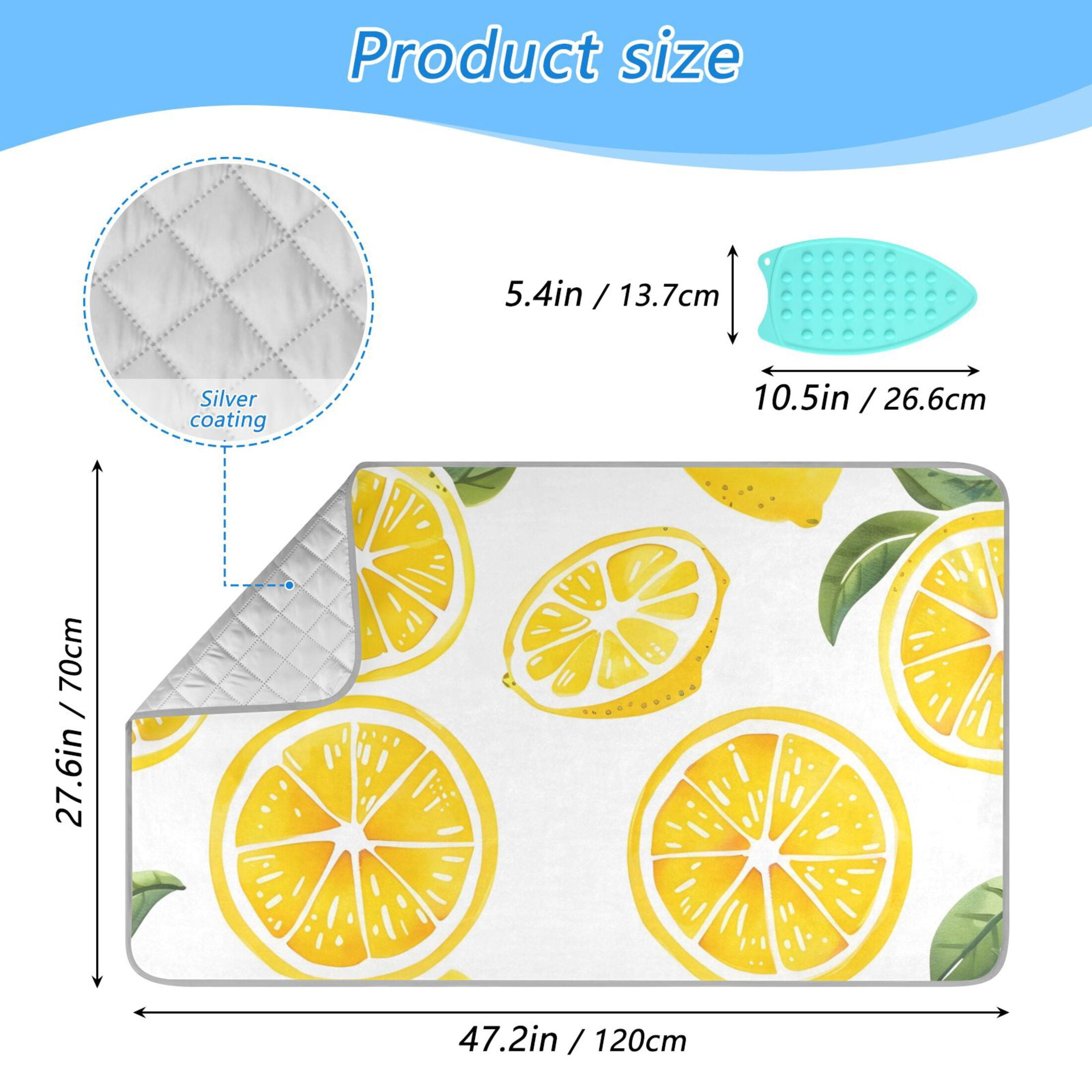 Lemon Slices with Leaves Ironing Mat Blanket Portable Travel Ironing Pad Heat Resistant Pad 47.2" x 27.6”