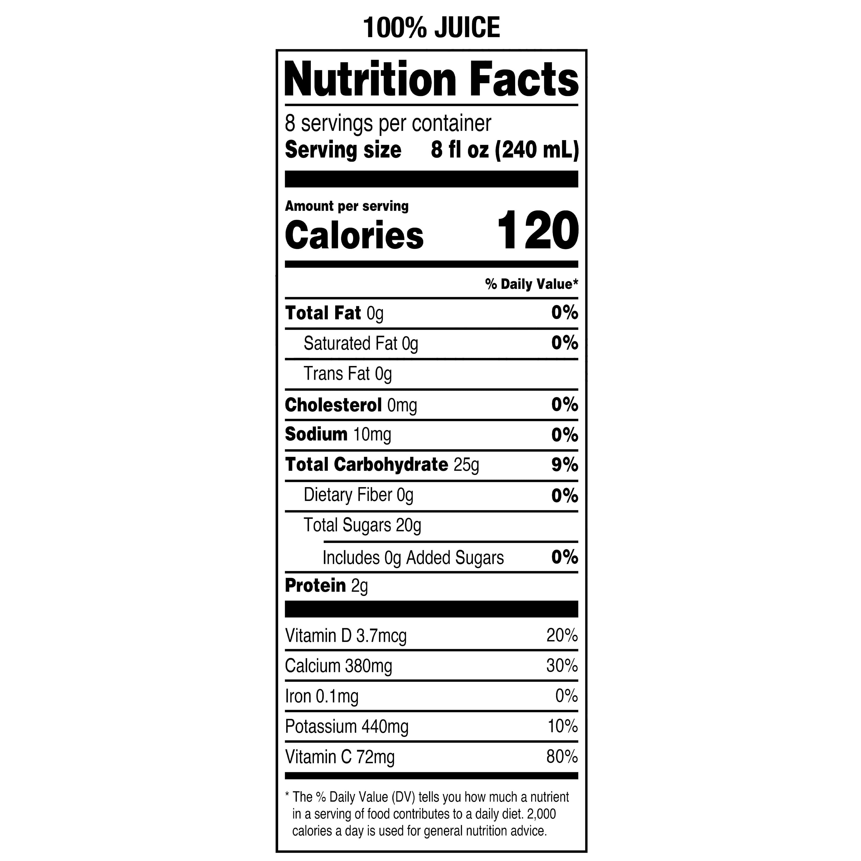 Great Value 100% Orange Juice from Concentrate, No Pulp, Calcium, and Vitamin D, 64 fl oz
