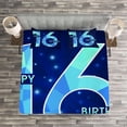 thumbnail image 3 of Ambesonne Blue Quilted Bedspread Set 3 Pcs, Greeting Age Sky, Queen Size, Dark and Sky Blue, 3 of 3
