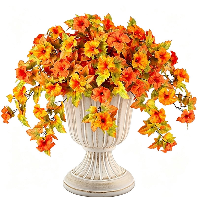 2PCS Artificial Flowers Faux Petunias Flowers for Outside Planter UV Resistant Realistic Home Garden Porch Decor